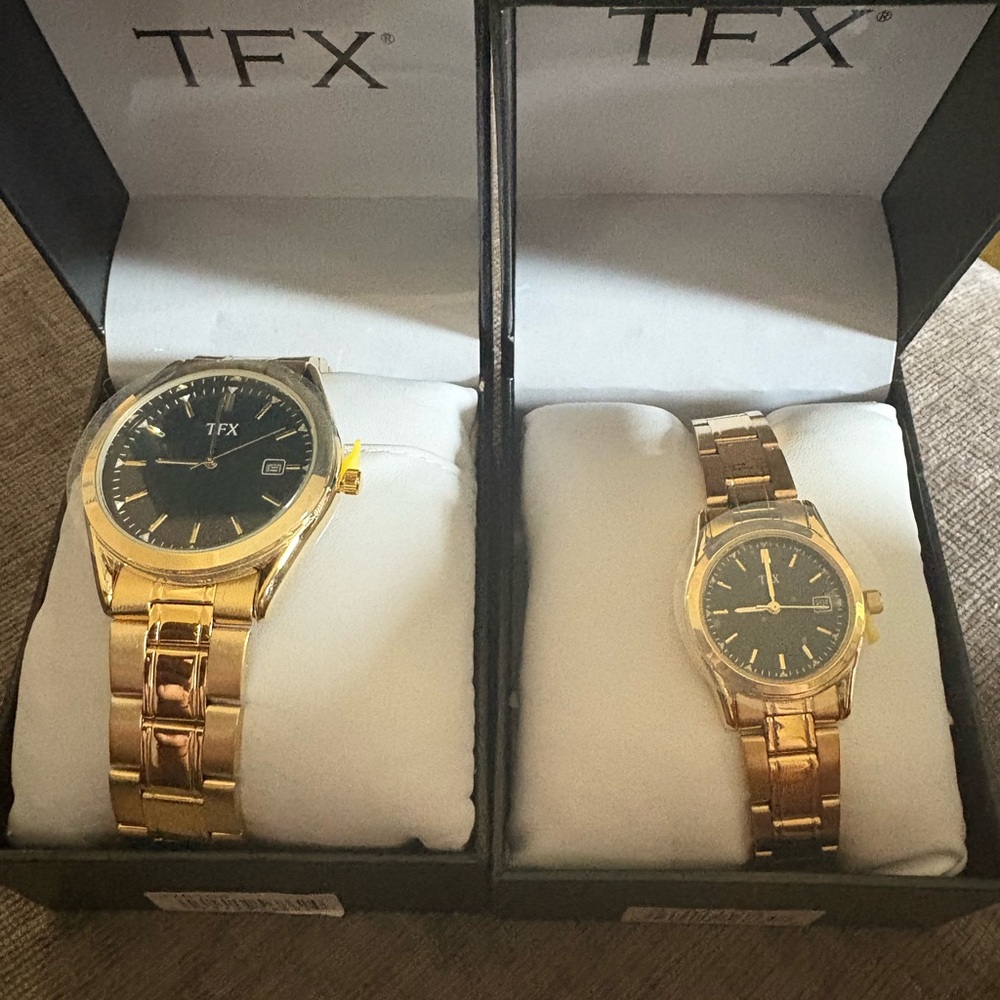 TFX Gold Watch Set with Black Dials